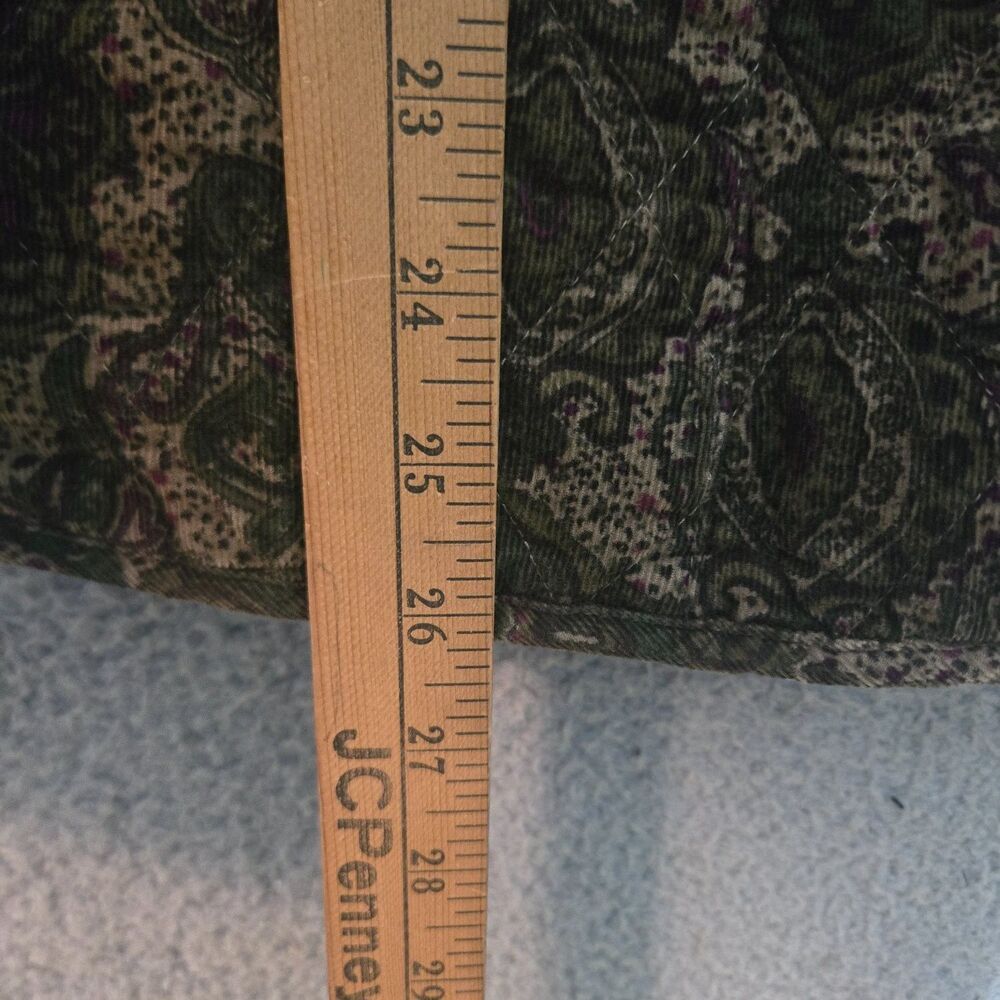 Charter Club Quilted Corduroy Jacket Womens XL Green Paisley Snap Front Coat - Picture 5 of 8